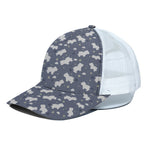 White Baby Polar Bear Pattern Print White Mesh Trucker Cap