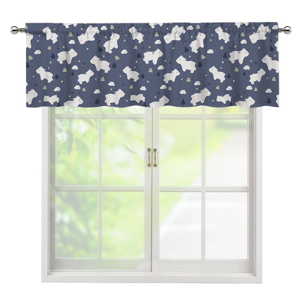 White Baby Polar Bear Pattern Print Window Valance