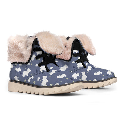 White Baby Polar Bear Pattern Print Winter Boots