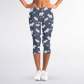 White Baby Polar Bear Pattern Print Women's Capri Leggings