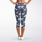 White Baby Polar Bear Pattern Print Women's Capri Leggings