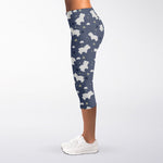 White Baby Polar Bear Pattern Print Women's Capri Leggings