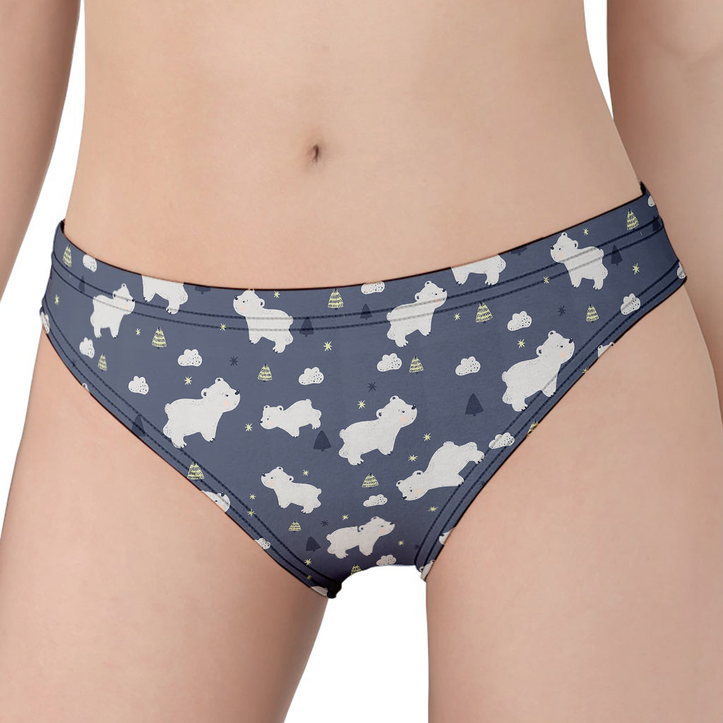 White Baby Polar Bear Pattern Print Women's Panties