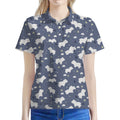 White Baby Polar Bear Pattern Print Women's Polo Shirt
