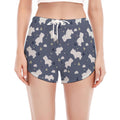 White Baby Polar Bear Pattern Print Women's Split Running Shorts