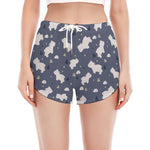 White Baby Polar Bear Pattern Print Women's Split Running Shorts