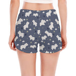 White Baby Polar Bear Pattern Print Women's Split Running Shorts