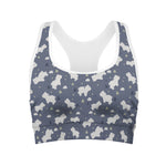 White Baby Polar Bear Pattern Print Women's Sports Bra