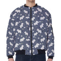 White Baby Polar Bear Pattern Print Zip Sleeve Bomber Jacket