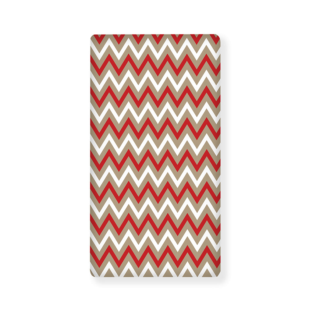 White Beige And Red Chevron Print Baby Crib Sheet