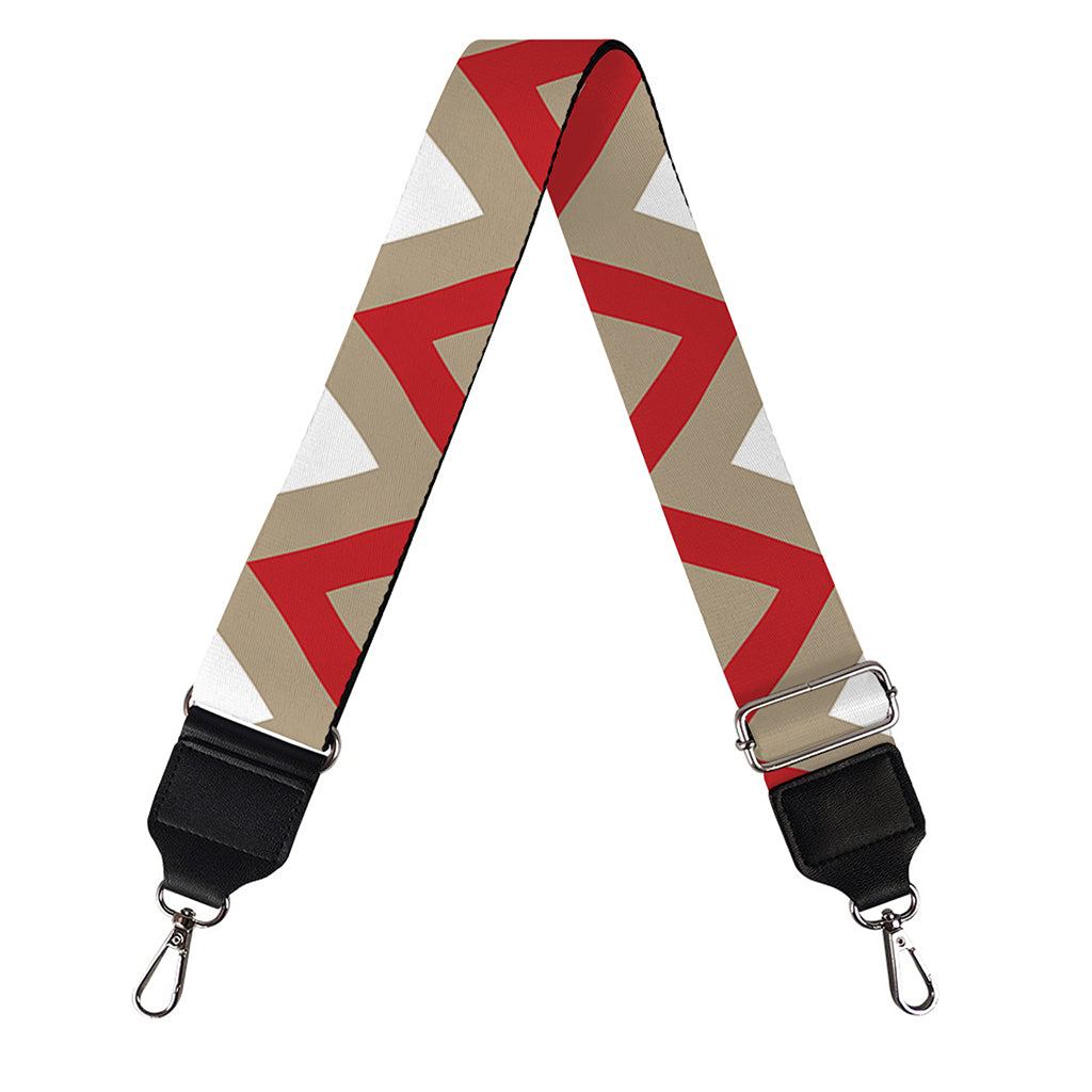 White Beige And Red Chevron Print Bag Strap