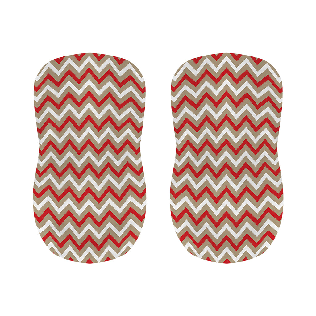 White Beige And Red Chevron Print Bar Stool Covers