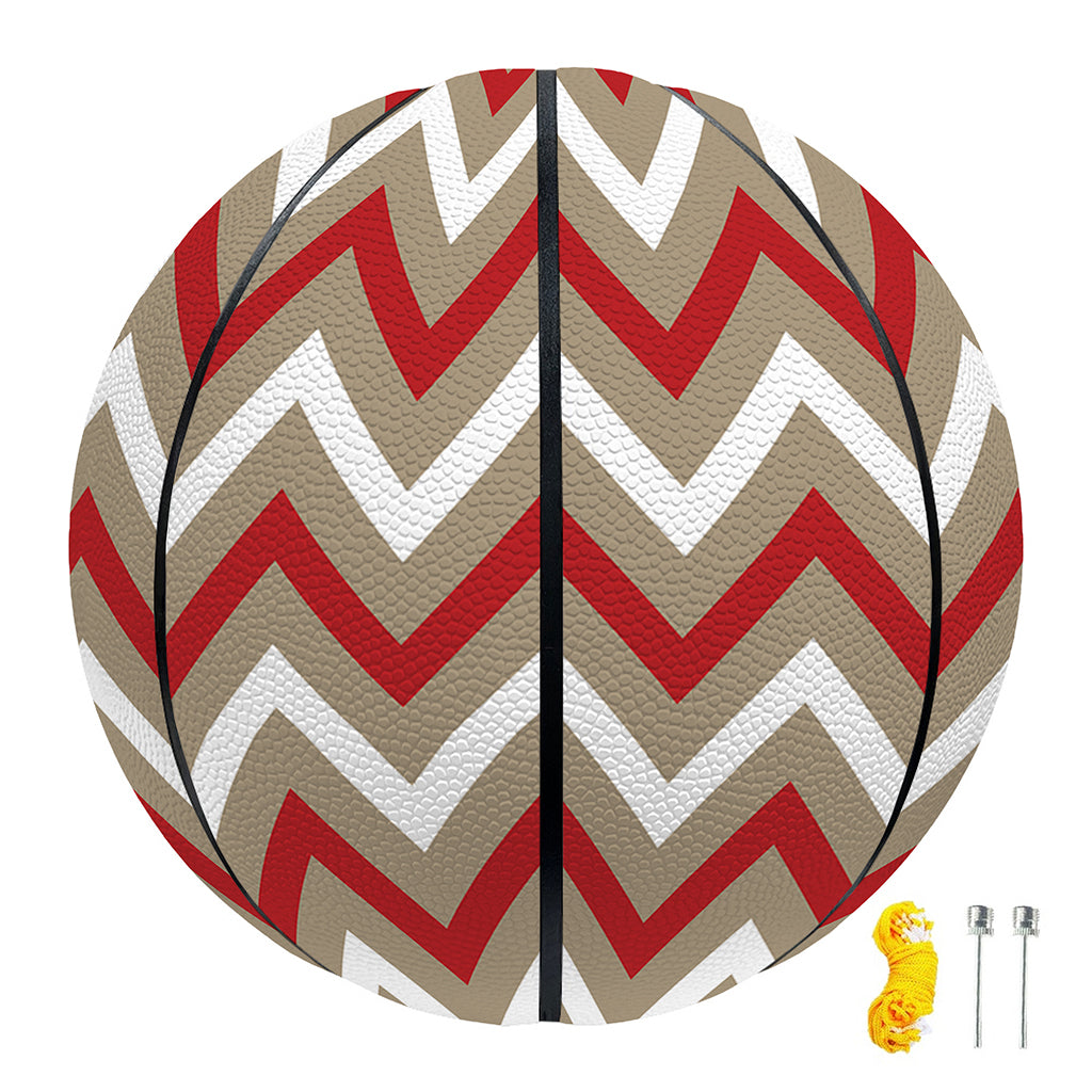 White Beige And Red Chevron Print Basketball