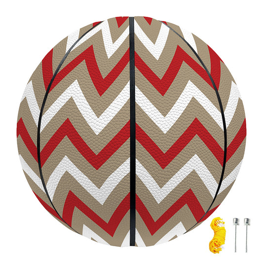 White Beige And Red Chevron Print Basketball