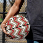 White Beige And Red Chevron Print Basketball