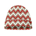 White Beige And Red Chevron Print Beanie