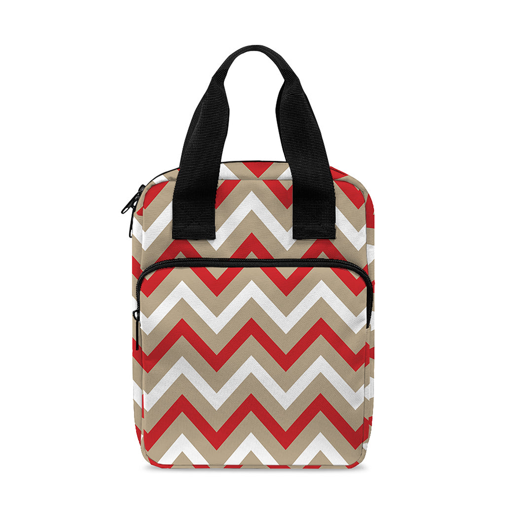 White Beige And Red Chevron Print Bible Tote Bag