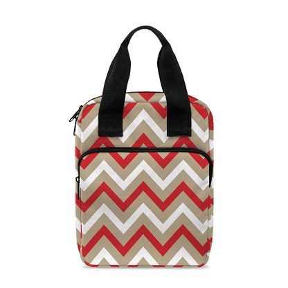 White Beige And Red Chevron Print Bible Tote Bag