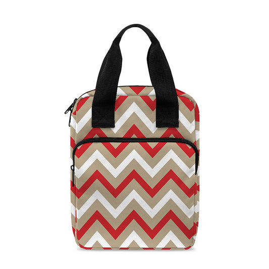 White Beige And Red Chevron Print Bible Tote Bag