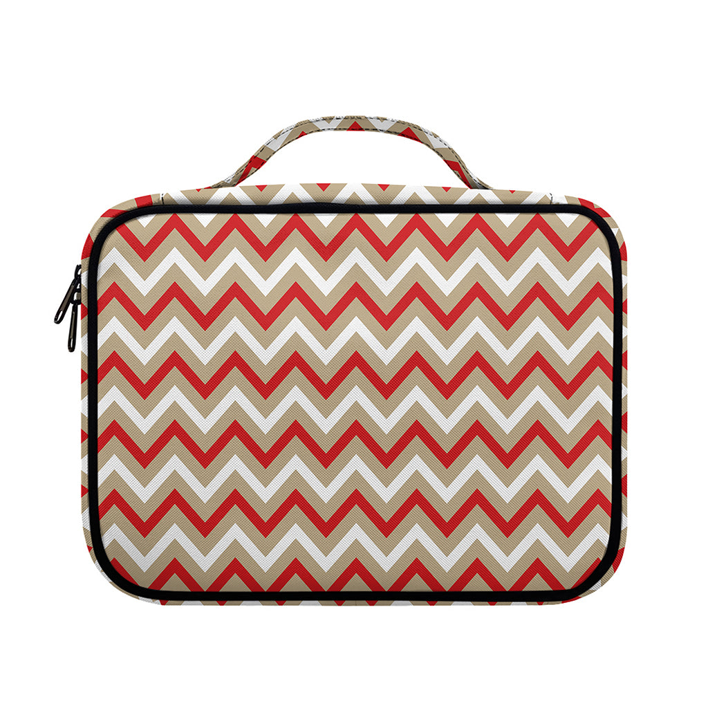 White Beige And Red Chevron Print Briefcase Bible Bag