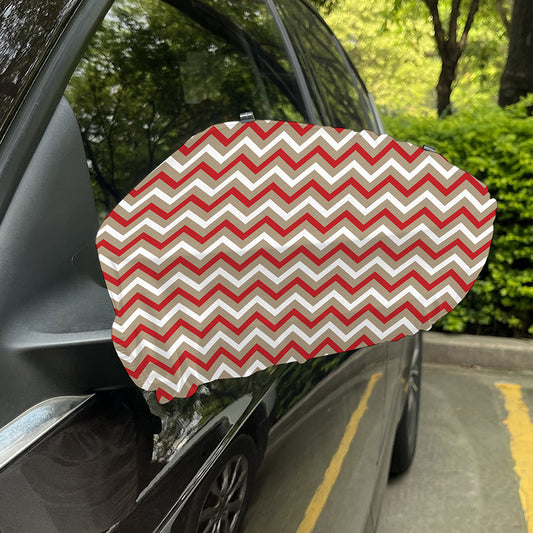 White Beige And Red Chevron Print Car Side Mirror Covers