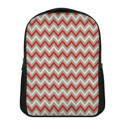 White Beige And Red Chevron Print Casual Backpack