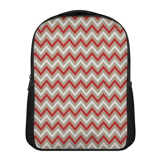 White Beige And Red Chevron Print Casual Backpack