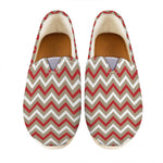 White Beige And Red Chevron Print Casual Shoes