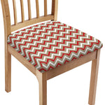 White Beige And Red Chevron Print Chair Cushion Cover