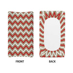White Beige And Red Chevron Print Changing Pad Cover
