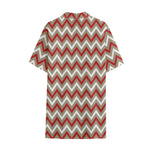 White Beige And Red Chevron Print Cotton Hawaiian Shirt