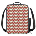 White Beige And Red Chevron Print Crossbody Lunch Bag