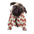 White Beige And Red Chevron Print Dog Zip Up Hoodie