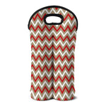 White Beige And Red Chevron Print Double Neoprene Wine Tote