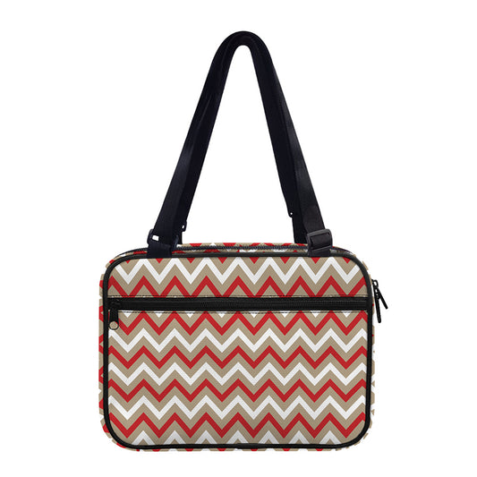 White Beige And Red Chevron Print Double Strap Bible Bag