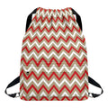 White Beige And Red Chevron Print Drawstring Backpack