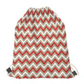 White Beige And Red Chevron Print Drawstring Bag