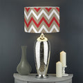 White Beige And Red Chevron Print Drum Lamp Shade