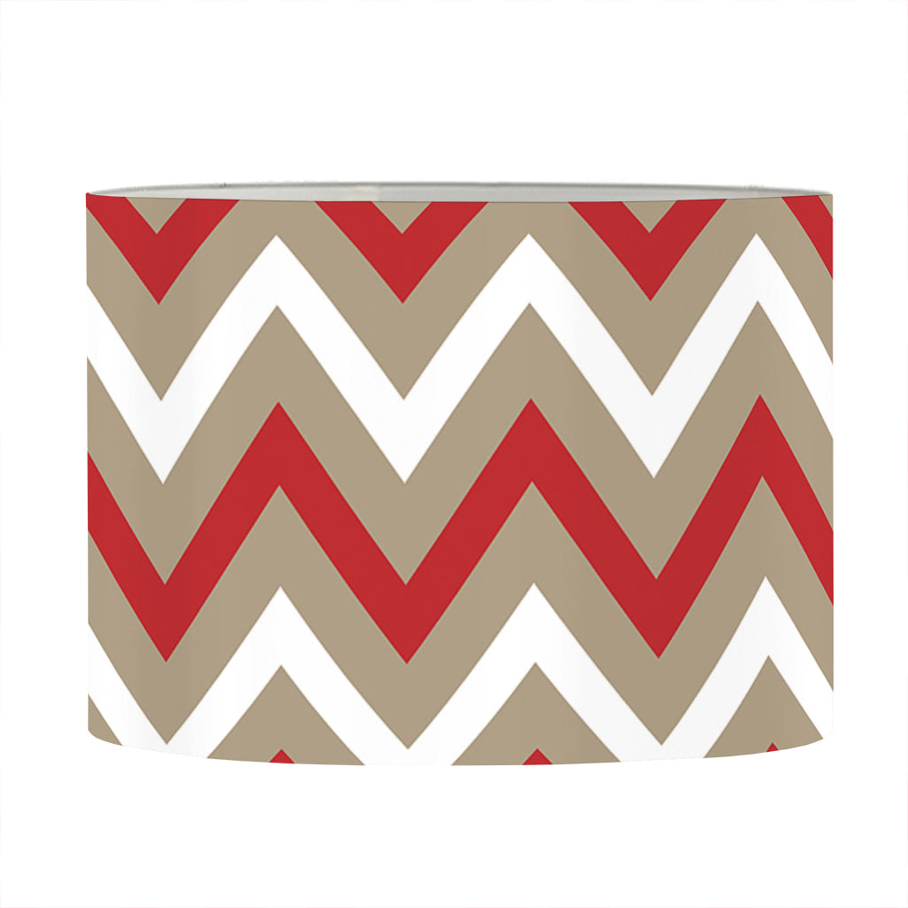 White Beige And Red Chevron Print Drum Lamp Shade