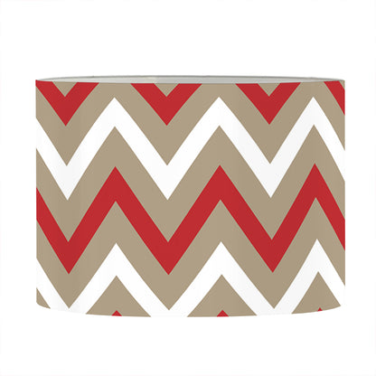 White Beige And Red Chevron Print Drum Lamp Shade
