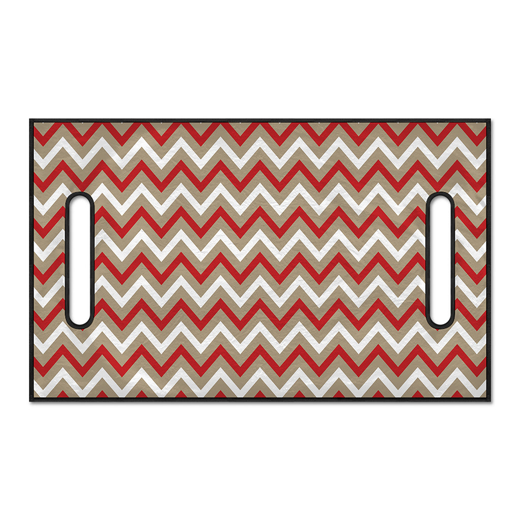 White Beige And Red Chevron Print Golf Cart Seat Cover