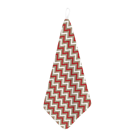 White Beige And Red Chevron Print Hand Towel