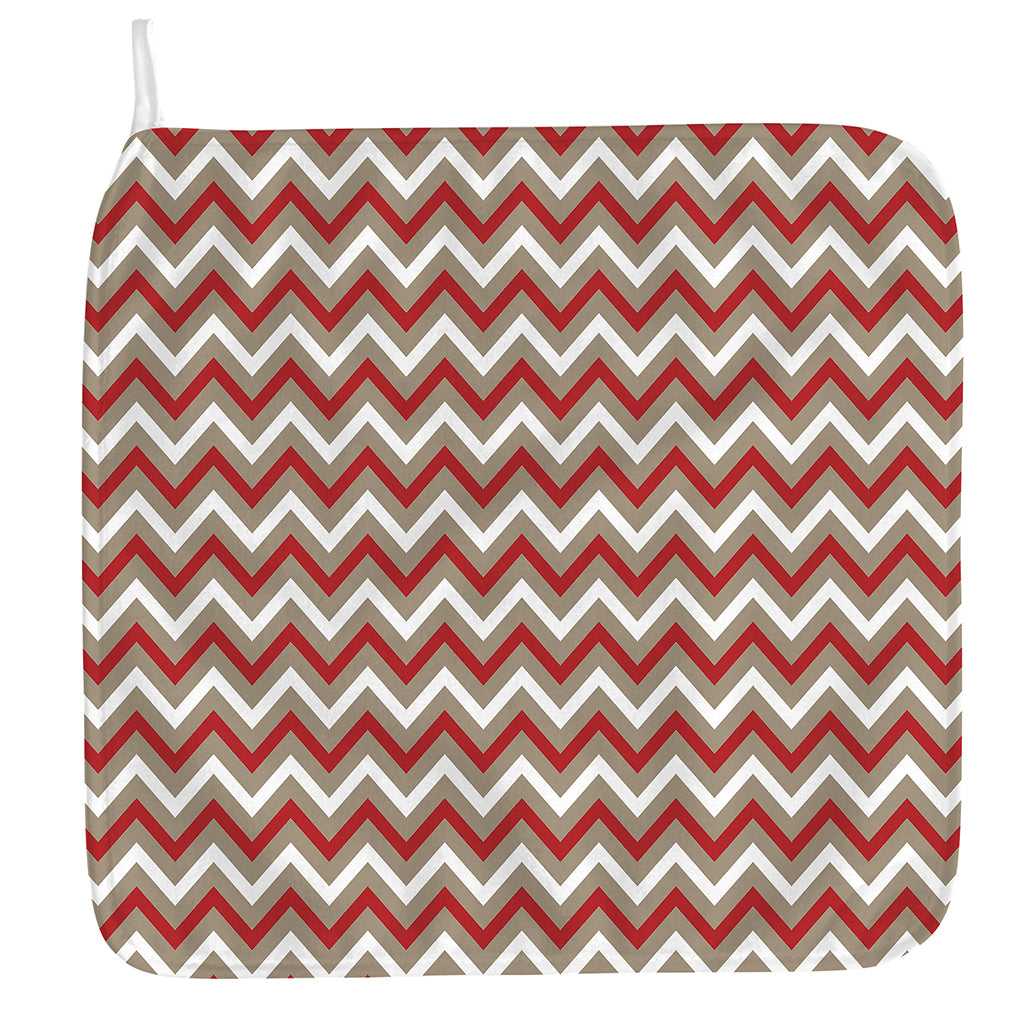 White Beige And Red Chevron Print Hand Towel
