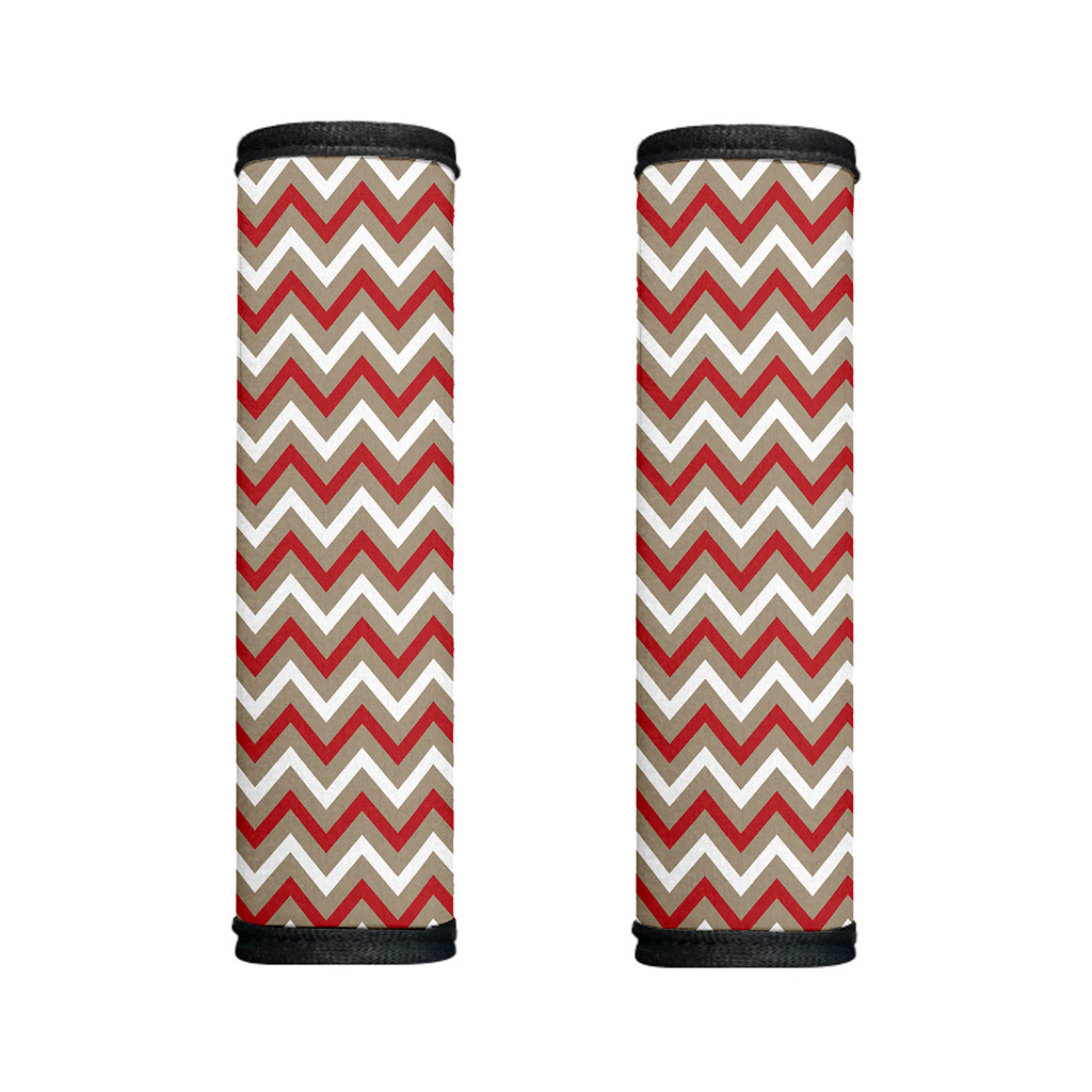 White Beige And Red Chevron Print Handle Covers