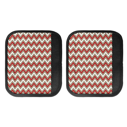 White Beige And Red Chevron Print Handle Covers