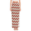 White Beige And Red Chevron Print High Slit Maxi Skirt
