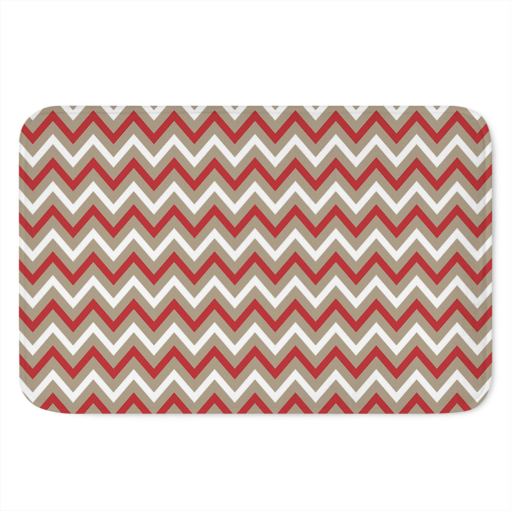 White Beige And Red Chevron Print Indoor Door Mat