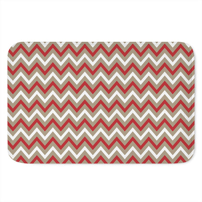 White Beige And Red Chevron Print Indoor Door Mat