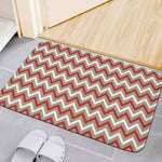 White Beige And Red Chevron Print Indoor Door Mat