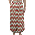 White Beige And Red Chevron Print Lantern Pants